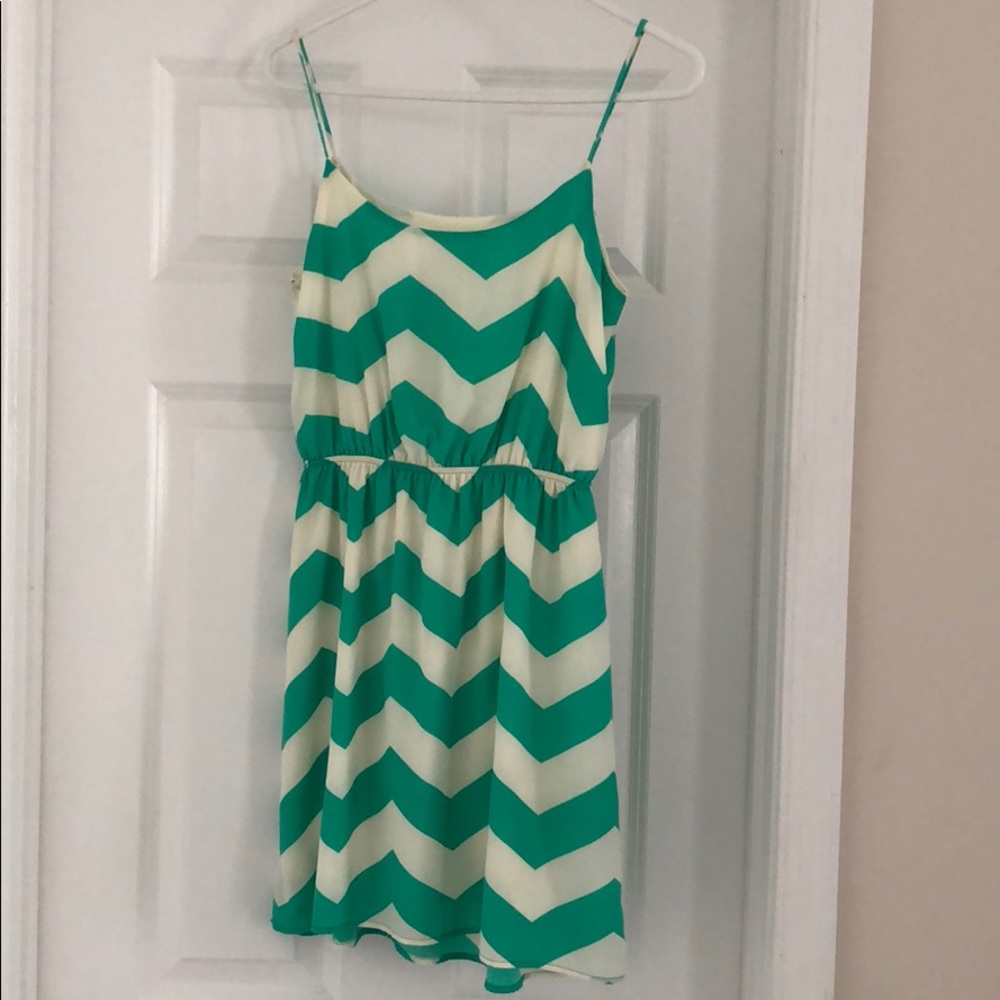Green & white chevron sundress